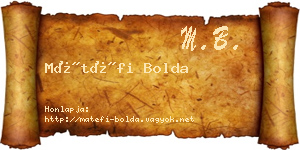 Mátéfi Bolda névjegykártya